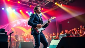 koralive musician performing on stage with vibrant lights and energetic audience