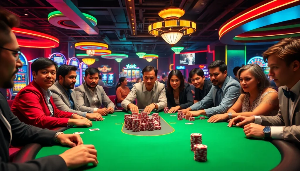 Experience the thrill of winning at poker tables featured at https://xx88.bar/ with vibrant casino lights.