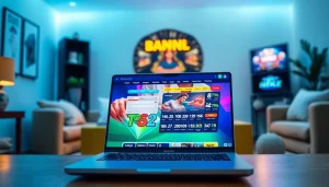 Menampilkan pengalaman togel online dengan laptop dan elemen gaming yang menarik.