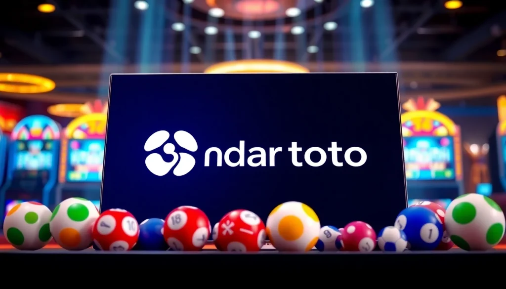 Menampilkan bandar toto menggunakan simbol-simbol permainan yang menarik dalam suasana kasino digital.