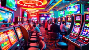 Agen toto slot yang seru dengan mesin slot berwarna-warni mendebarkan dan suasana kasino online yang menggembirakan.