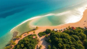 Vista aérea deslumbrante das praias de Paripueira, Alagoas, com águas turquesa e areias douradas.