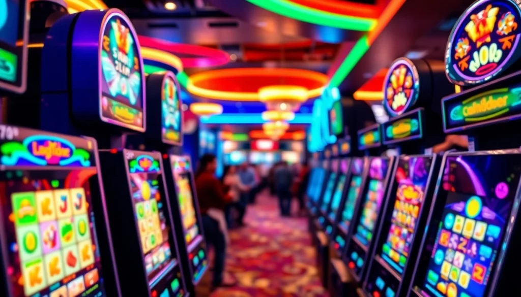 Menang besar di slot online dengan mesin slot yang menyala dan hidup.