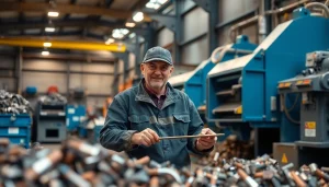 Schrotthandel Oberhausen: Schrotthändler sortiert Altmetall professionell und effizient.