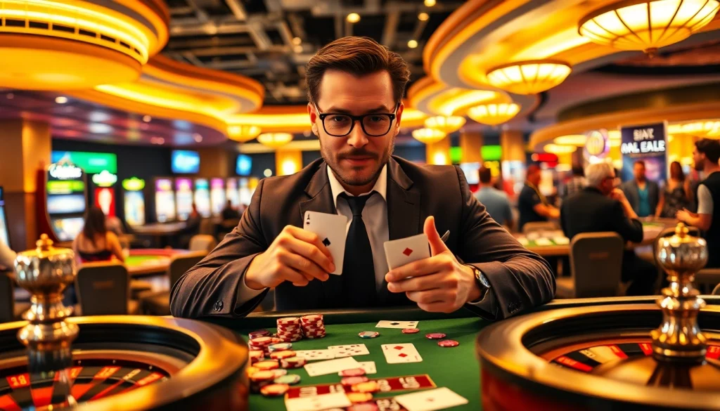 Daftar di diantogel dengan suasana kasino yang penuh warna dan semangat.