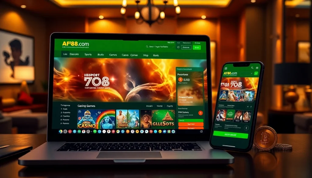 Online gambling interface of af88.com showcasing sports betting and casino games in a professional setup.