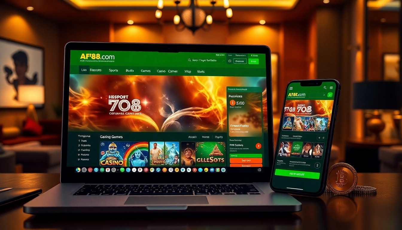 Online gambling interface of af88.com showcasing sports betting and casino games in a professional setup.