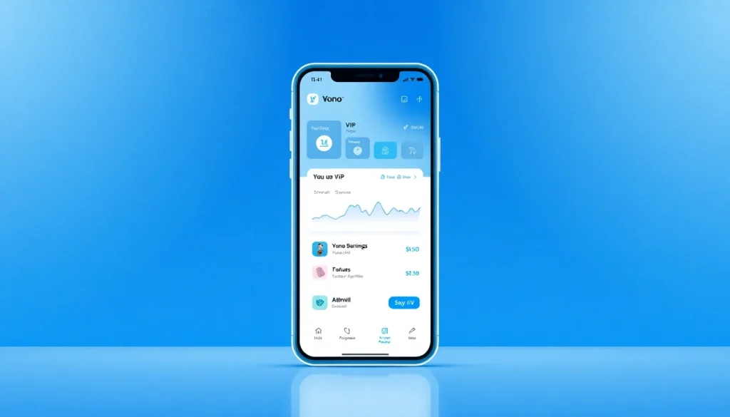 Explore the Yono VIP app interface, highlighting its modern features and user-friendly design.