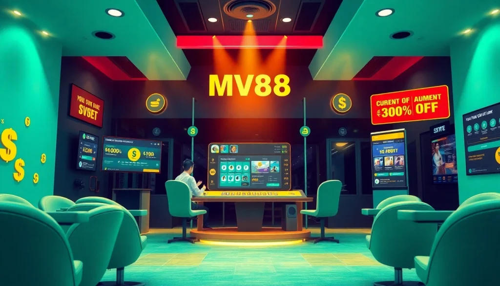 Engaging MV 88 online gaming interface showcasing digital promotions and friendly support.