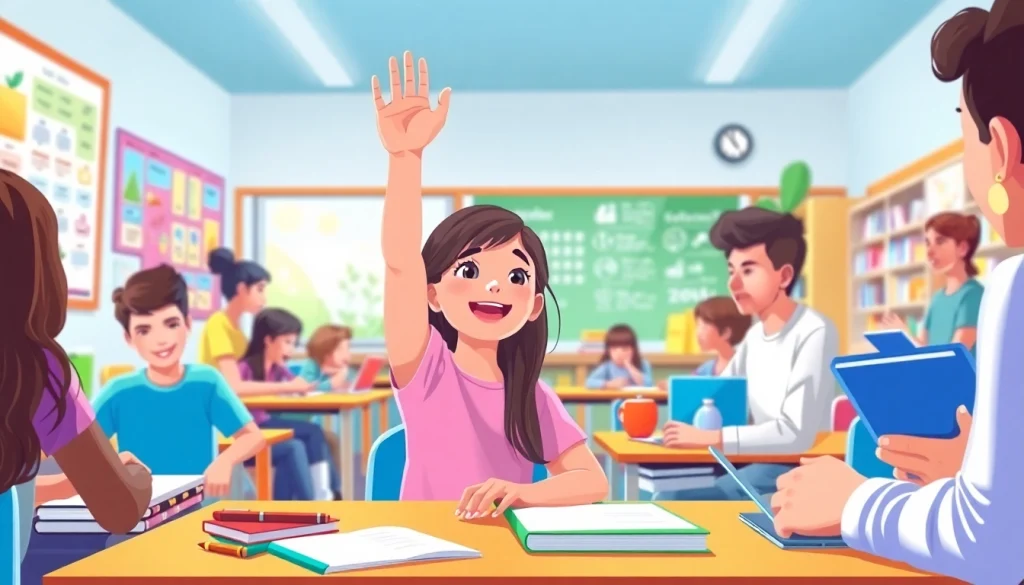 Encouraging students participating in a lively Education-focused classroom setting.