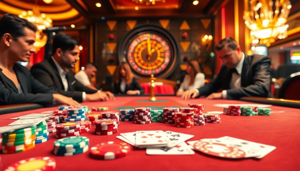 Experience the thrill of winning at XX88’s vibrant poker table, featuring colorful chips and focused players.