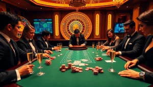 Players engaging in a high-stakes poker game at sunwin88.art, showcasing excitement and luxury.