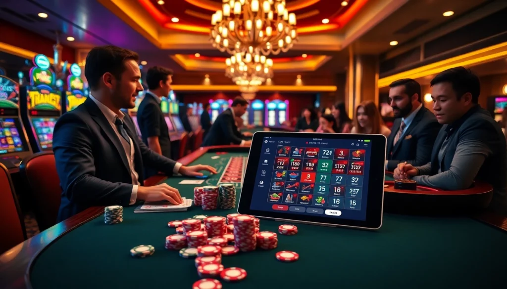 Thabet online casino table with poker chips and playing cards, capturing excitement and winning.