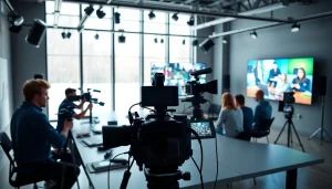 Collaborative team at a Video Production Company Calgary showcasing dynamic creative processes.