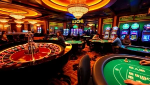 Experience thrilling gameplay at KJC ONL casino with vibrant tables and engaging players.