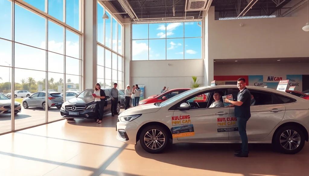 Kuching rent car services at a modern rental office with friendly staff.