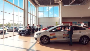 Kuching rent car services at a modern rental office with friendly staff.