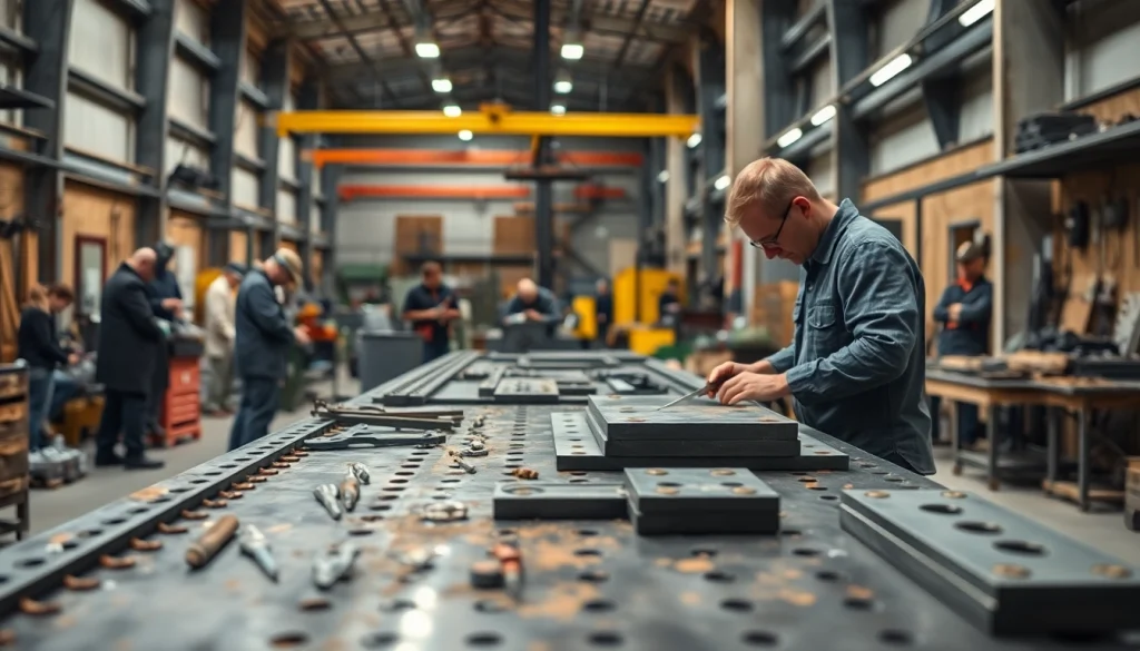 Find expert steel fabricators near me working on metal fabrication in a professional workshop.