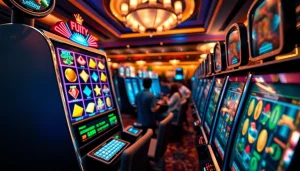 Mainkan permainan slot Istana777 di lingkungan kasino yang hidup dan penuh warna.