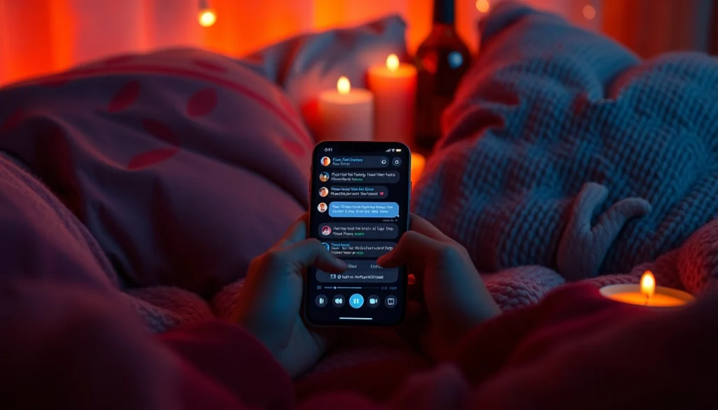 Experience the thrill of ai sexting in a cozy, intimate setting with a smartphone and romantic ambiance.