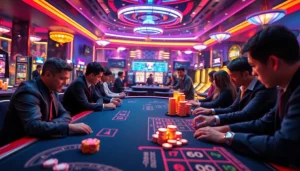 Experience the excitement of online gaming at https://mm88.agency/ with a vibrant casino landscape filled with dynamic players and engaging games.