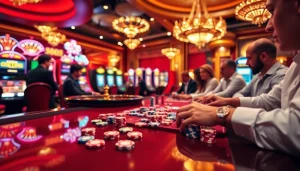 Players enjoy a thrilling poker game at a casino featuring the 888b link.