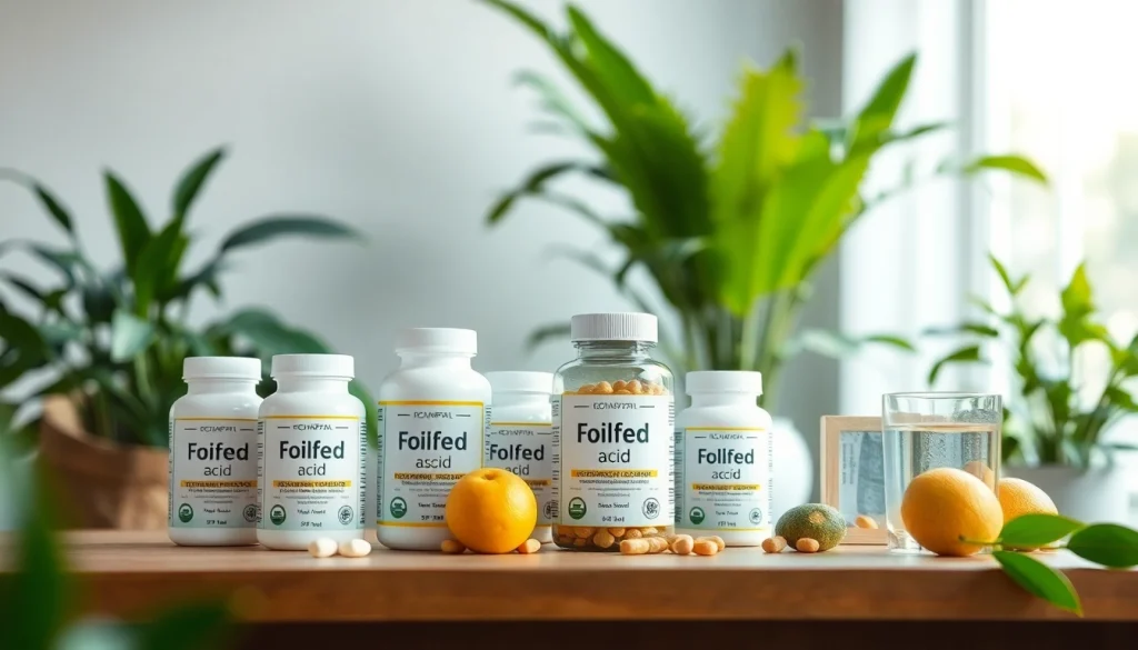 静かな settings のウェルネステーブルの上に並ぶ葉酸サプリのおすすめ。健康志向の母親向け 葉酸サプリ おすすめ を強調。