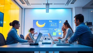 A collaborative workspace showcasing nano banana pro AI tools in a modern setting.