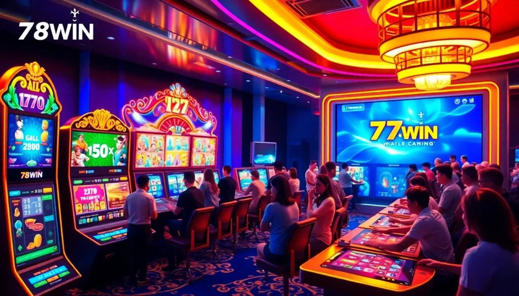 Exciting online gaming experience at พอร์ทัลเกม 78WIN, featuring vibrant slots and diverse players.