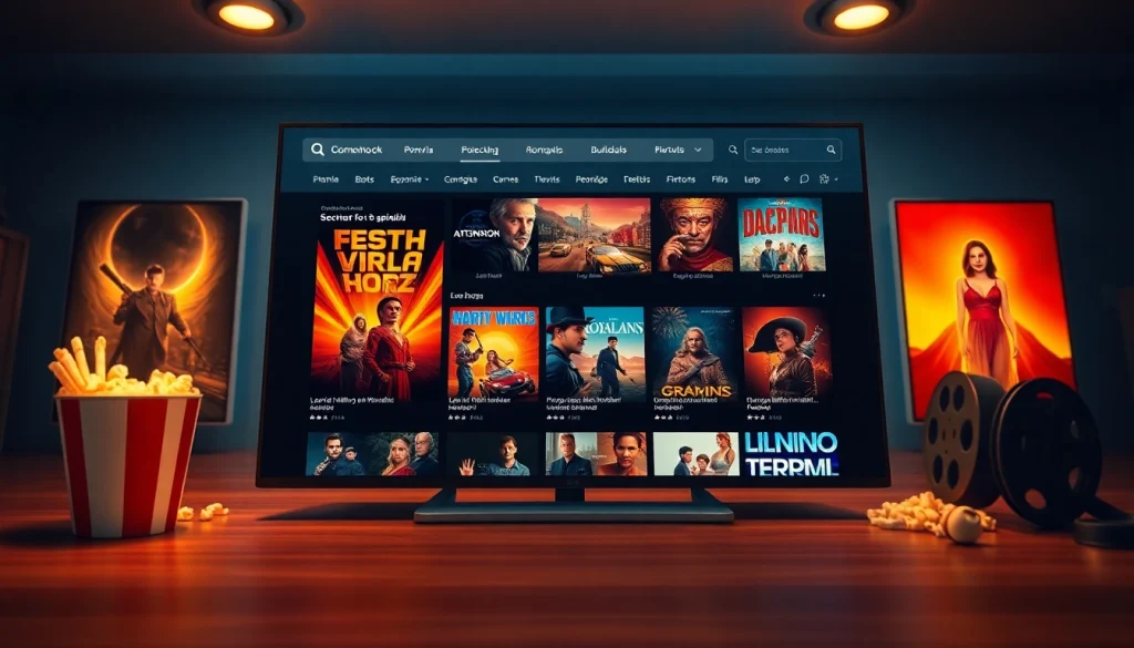 Explore filmes online gratis with a vibrant, user-friendly movie streaming interface showcasing various film genres.