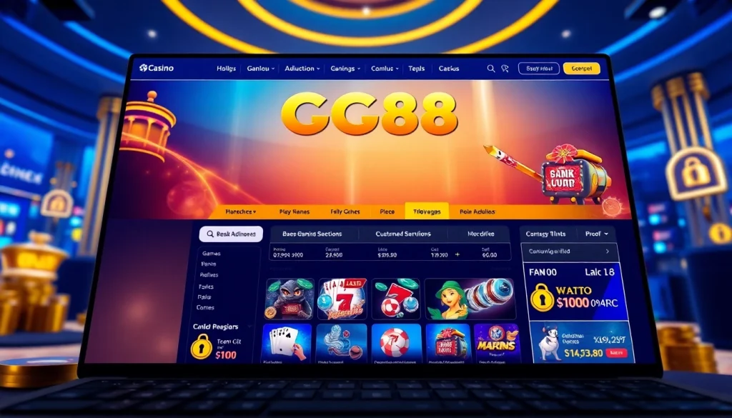 Homepage of Trang chủ GG88 showcasing vibrant online casino features and user-friendly design.