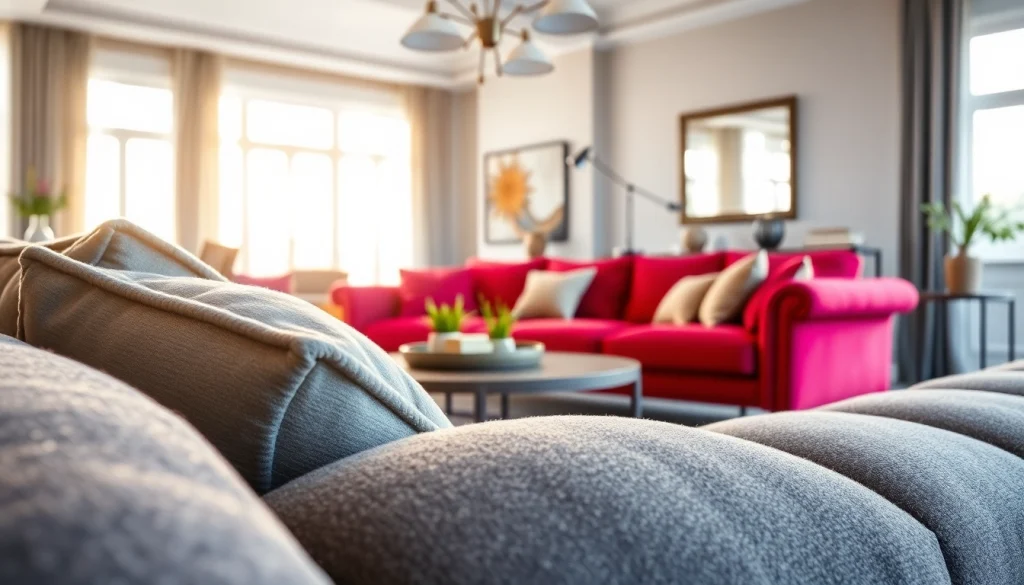 Bekijk kunst leer op een elegante bank in een moderne woonkamer.