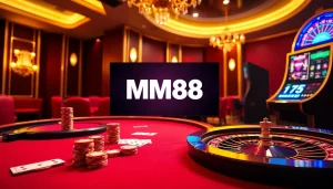 Engage with the thrilling experiences at Trang Chủ MM88 with vibrant casino elements and gaming tables.
