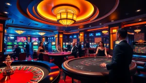 Players enjoying high-stakes gaming at AF88 COM's luxurious casino tables, immersing in excitement.