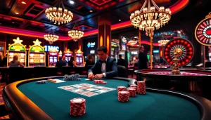 Experience the excitement of a net win at a vibrant casino with poker chips and a roulette wheel.
