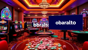 Experience the thrill of gambling with obraltoto in an elegant casino setting filled with vibrant slot machines.