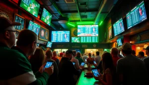 Engaged fans in Alabama enjoying sports betting, showcasing the lively atmosphere of sports culture.