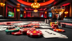Engaging scene of cs2 gambling sites with vibrant casino chips and cards on a gaming table.