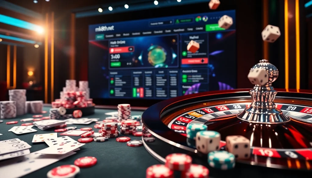 Engaging scene of online gambling at mk8th.net with vibrant casino elements and excitement.