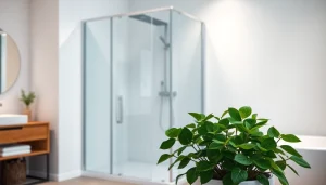 Entdecken Sie die exquisite sonni Duschkabine 80x80 in einem eleganten Badezimmer, das relaxte Atmosphäre schafft.