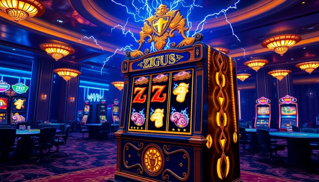Spin to win with slot zeus in this vibrant casino setting filled with luxury and excitement.