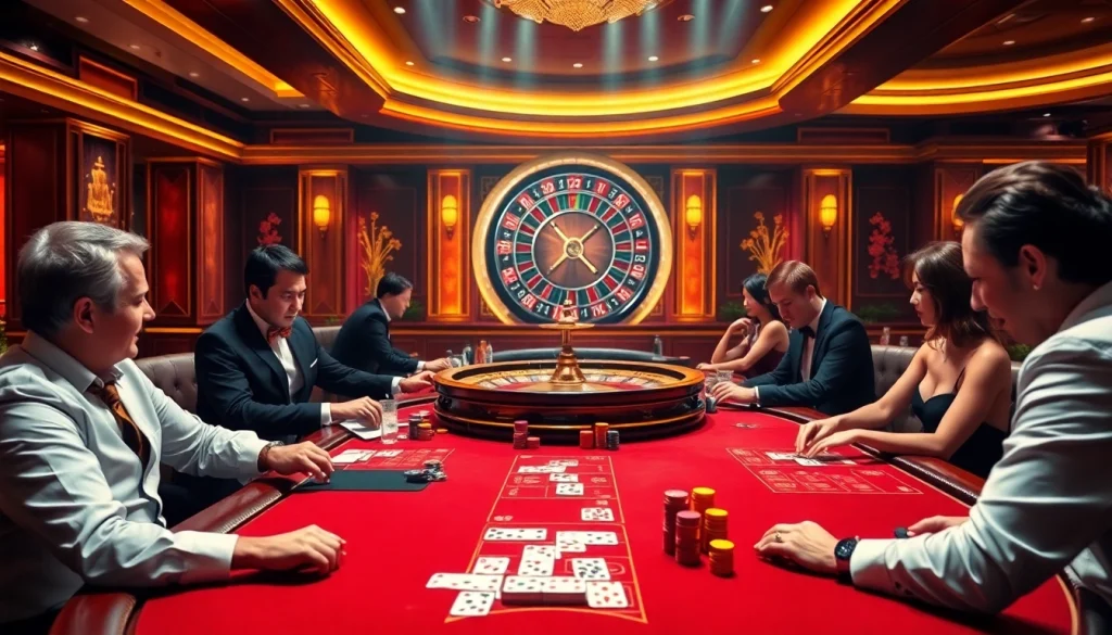 Players enjoying a thrilling game at rik vip casino, featuring poker and roulette.
