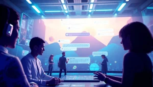 Engaging futuristic chat interface with nsfw ai chatbots, showcasing dynamic interactions.