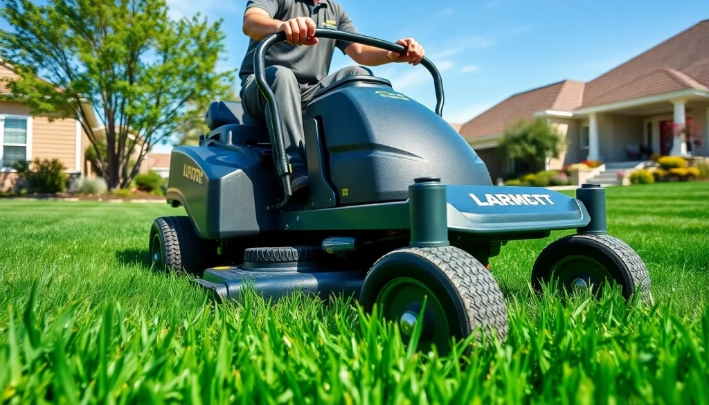 Zero turn mowers for sale displayed in action, showcasing precision lawn care in a vibrant residential setting.