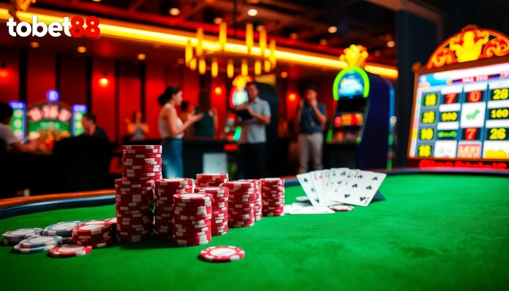 Play exciting games at the trang chủ tobet88, where vibrant casino tables and poker action await.