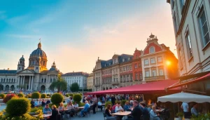 Wien, lebhafte Straßenansicht mit historischer Architektur und gemütlichen Cafés.