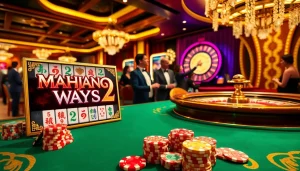 Putar mesin slot Mahjong Ways 2 di tengah suasana kasino yang hidup dan penuh kegembiraan.