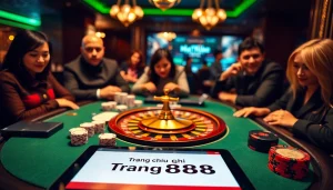 Experience the thrill of Trang chủ QQ88 with an elegant casino setup featuring poker and roulette.