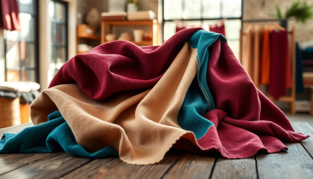 ontdek warme en stijlvolle stoffen met unieke texturen op een houten tafel