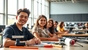 Students engaging in hands-on learning at trade schools Oahu, showcasing tools and collaborative efforts.